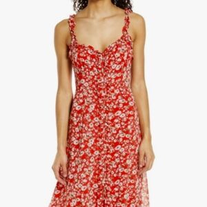 Floret Studios Floral Button Front Fit And Flare Dress Large